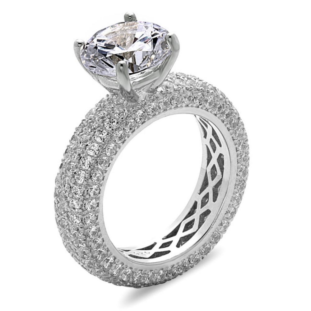 Eternity Solitaire Engagement Ring  .925 Sterling